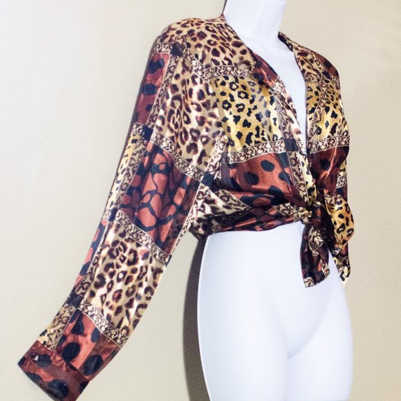 Leopard Button Up Shirt 80s Vintage animal print - Picture 4 of 12